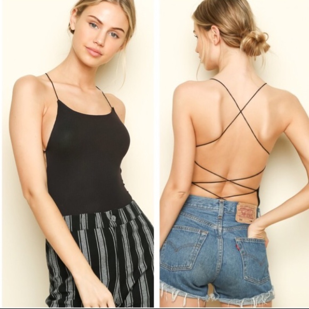 Brandy Melville Black Strappy Bodysuit